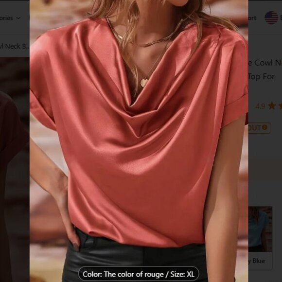 Rouge Colored Batwing Sleeve Cowl Neck Blouse Size XL NEW - Picture 1 of 5